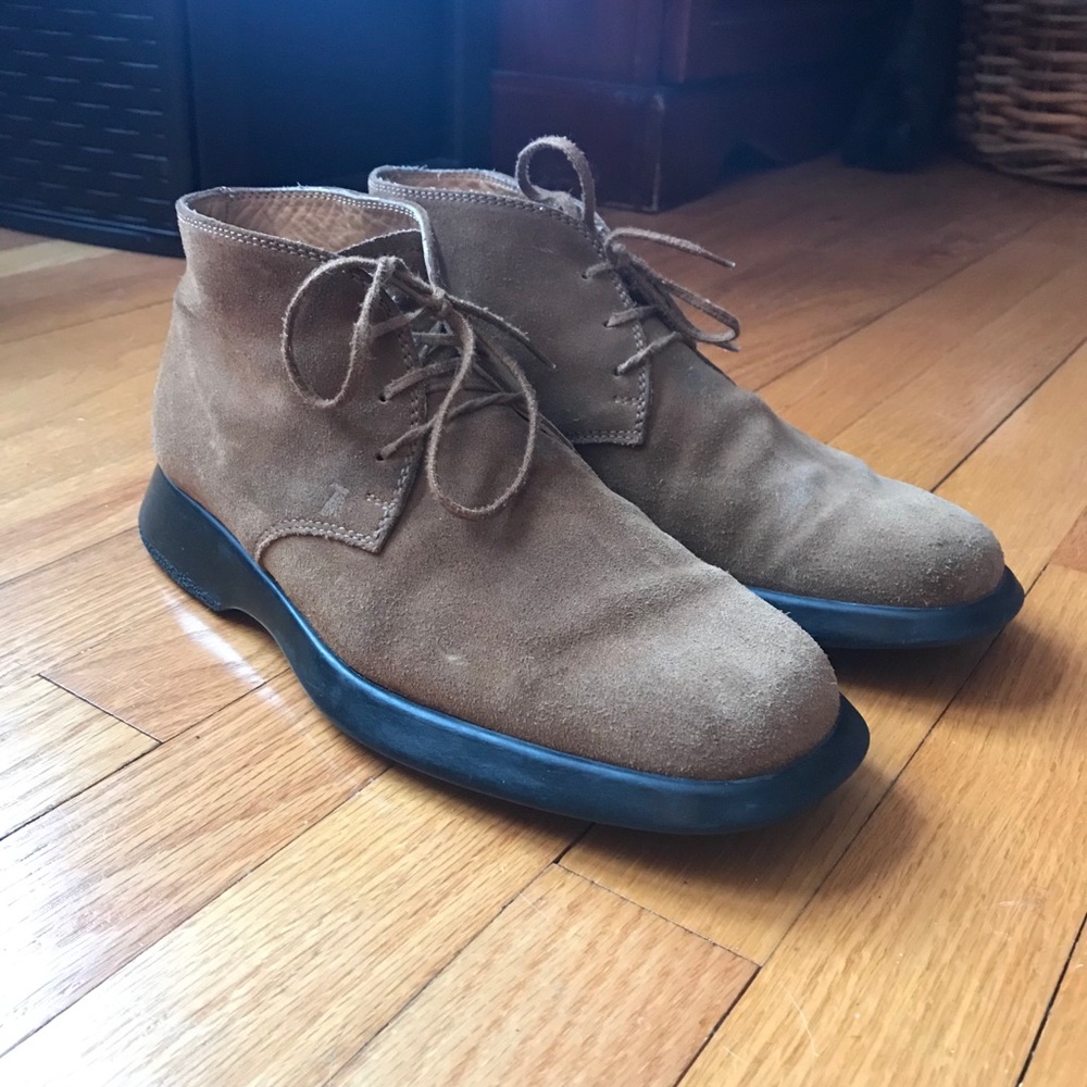 Tod’s Tan Suede Lace Up Chelsea Ankle Boots